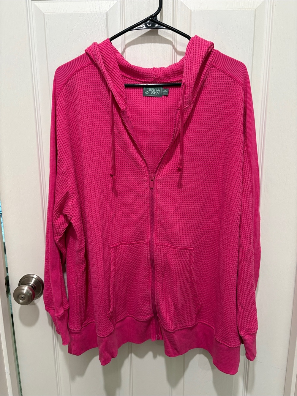 Terra & Sky Hot Pink Waffle Zip-Up Hoodie